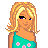Pixel art contact sheet showing multiple frames of a cartoon character with blonde hair, turquoise top, and blue jeans alongside repeated text "beazzie" and "Becca" in various styles and positions.