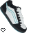 Pixelated sneakers with black, white, and light blue colors appear in a pattern; small heart symbols are interspersed among them