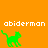 Green pixelated cat icon with orange background and white text 'abiderman' above it, showing animation where the cat's tail and body shift position across frames.