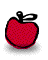 Red apple icon with black stem and leaf, showing progressive bite marks from whole to partially eaten
