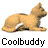 Animated contact sheet of a yellow cat mascot in 12 sequential frames showing progressive sitting-to-standing motion, with "Coolbuddy" text below each frame on white background.