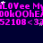 Animated text repeats 'iLOVee MyLOVee' in bright pink with small white stars on a dark blue background, displaying pixelated motion effects.