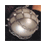Animated silver spherical object with segmented surface and reflective highlights on dark background.