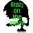 Pixelated silhouette of a figure with text 'Crazy on the inside' in green, displayed across four variations showing different background and silhouette colors.