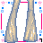 Animated contact sheet of a pixel art cowgirl character with multiple frames showing different poses and text elements, set against a pink and blue patterned background.