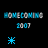 Two side-by-side pixelated text displays reading 'HOME COMING' and '2007', each with a starburst icon below, one blue and one white.