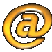 Animated contact sheet of a golden @ symbol icon rotating through multiple angles and states in a 5x5 grid layout.