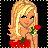 Pixel art contact sheet showing a blonde woman holding a rose with text panels arranged in 3x2 grid on black background