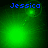 Four green-tinted display the name "Jessica" above a glowing circular shape with light trails shifting position across frames