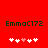 Red background with dark green text 'EmmoC172' above five white and pink pixelated heart icons, two variations of heart arrangement visible.