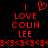 Red pixelated text and symbols on black background: 'I' above a heart, then 'LOVE COLIN LEE', with repeating '<3' at bottom.