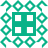 Green pixelated icon with central square divided into four white squares, surrounded by eight circular patterns and four curved corner elements on white background.