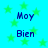Blue background with green stars and repeated text 'Moy' above 'Bien' in dark blue pixelated font.