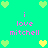 Pixelated icon with cyan background, pink text, and heart symbols in green and yellow.