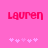 Pixelated pink background with 'lauren' text and five white star icons, showing animation where the star icons shift position.