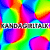 A vibrant, pixelated animation of shifting rainbow-colored shapes with a partially visible text overlay reading "KANDASILITAR".