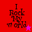 Four display "I Rock My World" text with a star icon; red and pink backgrounds alternate, one has a purple star, another an orange star