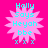 Four identical pixelated icons with pink starburst shapes on bright pink background, each displaying cyan text "Holly Says Heyah bbe xxx" in stacked lines.