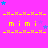 A bright pink background features yellow 'mimi' text with X-pattern borders, blue and purple stars scattered throughout.