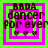 Pixelated text 'BBDA dancer for ever' with three hearts on a green and pink layered square background.