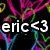 Black background with colorful neon heart outlines in pink, green, blue, and yellow; white text 'eric<3' overlaid on the left side.