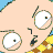 Animated contact sheet showing Stewie Griffin firing a weapon in Family Guy, with text and logo elements on yellow background.