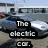 Four- shows electric cars with text overlays; top-left displays "The electric car." over a silver vehicle, bottom-right features "Bring it back!" on a red car
