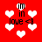 Red background with white heart shapes and black text reading "im in love <8" arranged in a repeating pattern.
