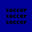 Pixelated text 'soccer' repeated across a blue background with alternating light blue highlighted and