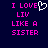 Pixelated text in bright pink on dark blue background with a white heart symbol replacing the 'O' in 'LOVE' on the left side.