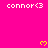 A static image with a bright pink background displays repeated 'connor<3' text and yellow heart symbols in pixelated style.