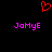Red pixelated heart symbol above two identical pink text labels on black background.
