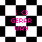 Pixelated pink text 'i <3 GERAR WAY' on shifting black-and-white checkered backgrounds with varying diamond and square patterns.