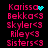 Pixelated pink text list on black background with animated cyan heart and dot effects near 'Karissa' entries.