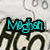 Animated sequence showing multiple text and logo variations with color changes on a pixelated background.