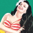 Pixelated image of a woman in red and white striped bikini top against teal background, with green text reading "Original Icons .com" on right side.