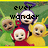 Pixelated image of Teletubbies characters with overlaid text changing across frames.