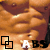 repeated torso images with visible abdominal muscles, each featuring a black square icon and 'ABS' text in alternating white and black colors