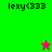 Pixelated text 'lexy<333' appears on four colored backgrounds with a small star icon changing color between frames.
