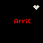 Pixelated red text 'Arric' appears four times on a black background with white pixel clusters at top and center.
