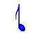 Blue musical eighth notes with varying stem positions on a gray background, displayed in three of two