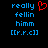 Blue pixelated text on black background with red heart symbol above 'fellin' in left ; right identical but without heart