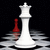 White chess queen and red pawn on a checkered board with motion blur effects.