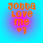 Four identical pixelated icons arranged in a , each displaying orange text 'gotta love me' with a heart-eyes symbol on a blue-to-pink gradient background