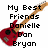 Red electric guitar with brown neck and black pickups on white background, surrounded by pixelated text listing names and phrases.