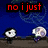 Animated pixel art of small figures with white eyes and purple bodies on a blue background, displaying red text.