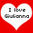 Two white heart shapes on a red background, each containing black pixelated text reading "I love Giulianna".