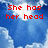 Pixelated red text reads "She has her head in the clouds!" over a blue sky background with white clouds.