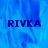 Blue-toned pixelated image with repeated text "RIVKA" in dark blue, featuring a gray rectangular overlay on the right side.