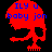 Red skull icon with blue text "ILY u baby jon" on black background, showing color variation in animation.